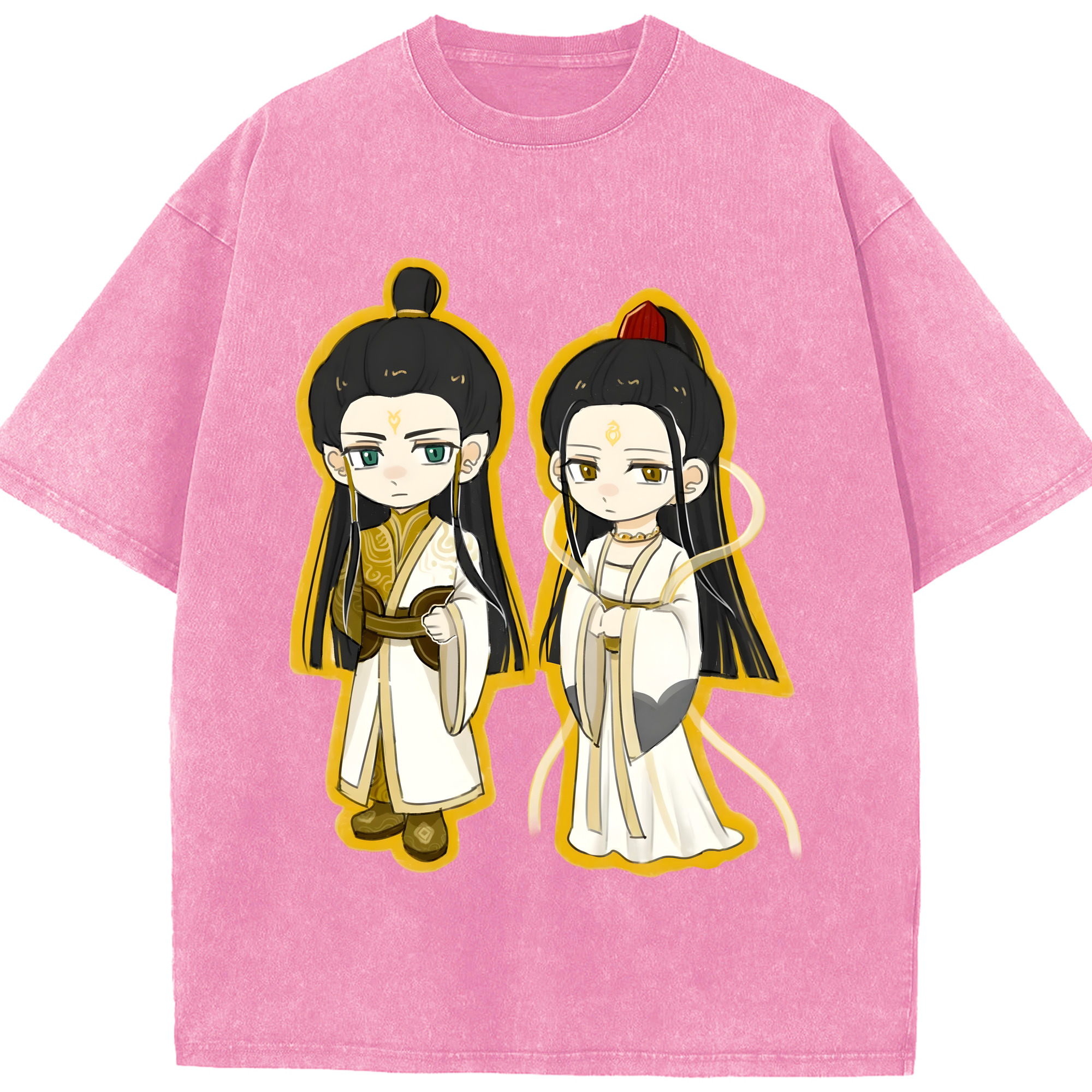 （画像用） Ne Zha 2 ナタ 魔童の大暴れ 綿100% ヴィンテージ風 半袖Tシャツ（フロントプリント）